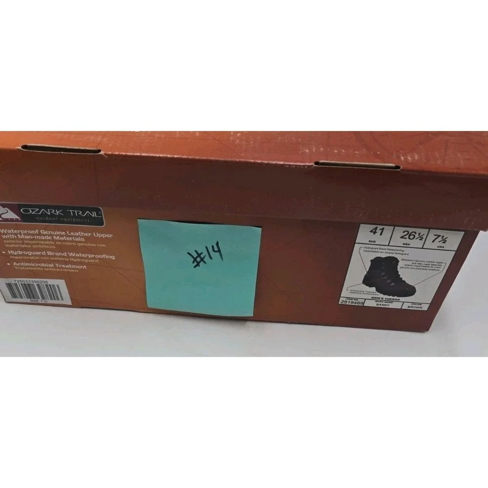 Ozark Trail Bandy  Men's Hiking Boots 7.5 Dark Brown Leather Waterproof